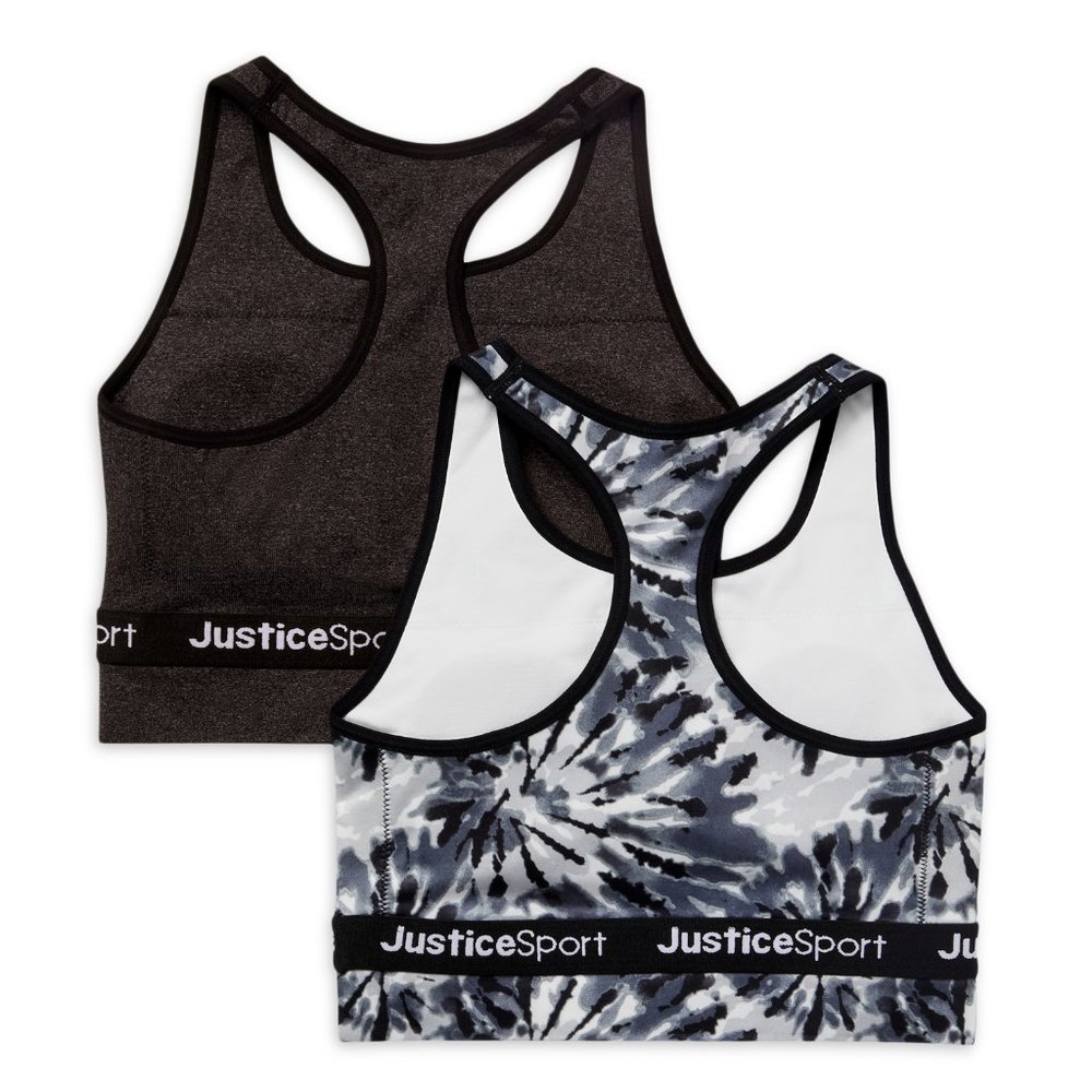 2pack Justice Sport Seamless Longline Bra One Tie Dye & One solid Oh So Soft !
